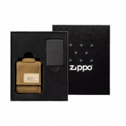 ZIPPO набор/49401 заж. Black Crackle® чёрн. и коричневый нейлон. чехол, в  подар. кор.