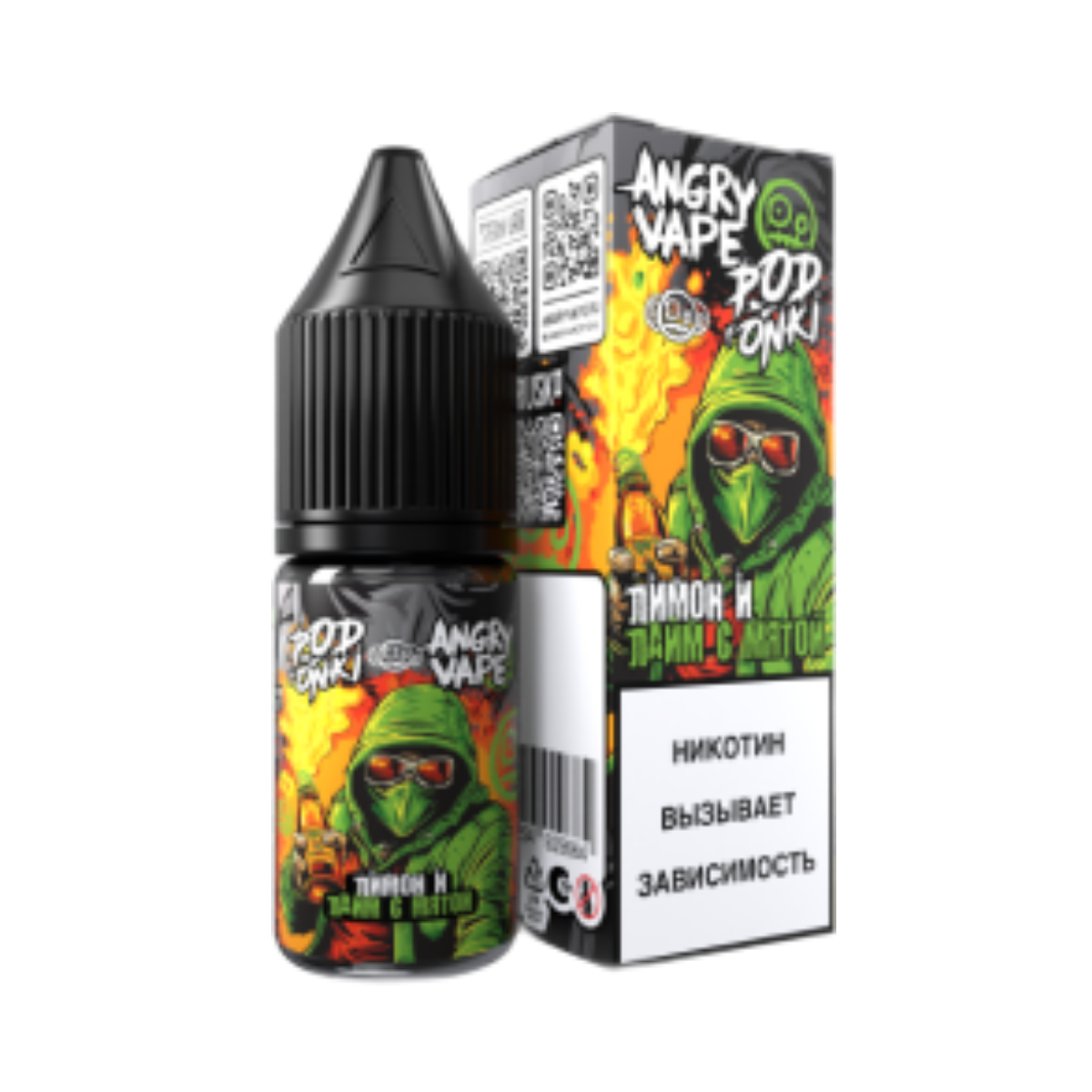 Angry Vape & POD ONKI Лимон и лайм с мятой 10мл.20мг.