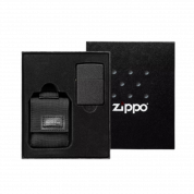 ZIPPO набор/49402 заж. Black Crackle® чёрн. и черный нейлон. чехол, в  подар. кор.