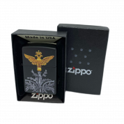 ZIPPO/218 RUSSIAN COAT ARMS  покр.Black Matte лат-сталь,черн,мат.