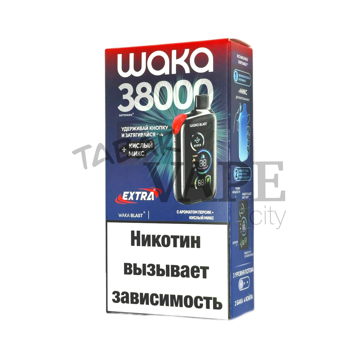WAKA BLAST FT 38000 HARD Персик + Кислый микс 2%