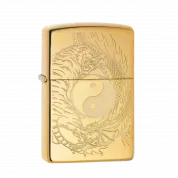 ZIPPO/49024 Tiger and Dragon design с покр.High Polish Brass, латунь/сталь, золот. глянц.