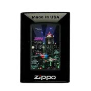 ZIPPO/48506 Cyber City покр.Black Matte, лат/сталь,чёрн.