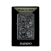 ZIPPO/48567 Jungle Design, покр.Street Chrome лат/сталь, серебро, матов.