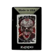 ZIPPO/49410 Skull Design покр.Mercury Glass, лат/сталь, белая