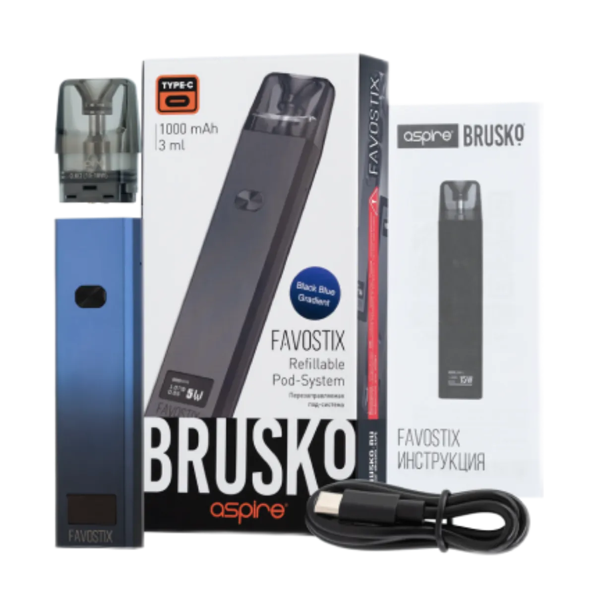 BRUSKO FAVOSTIX 1000mAh Аквамарин градиент